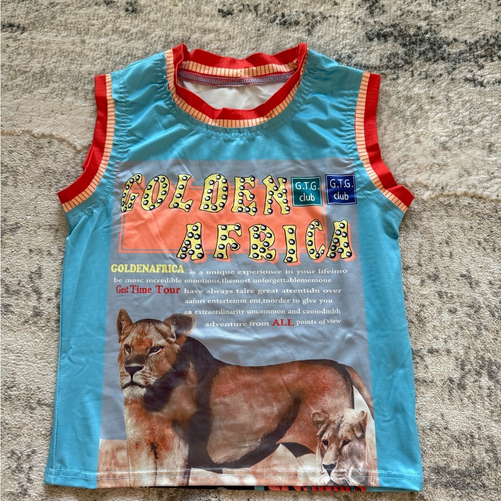 Golden Africa Kids Tank Top - Blue and Red